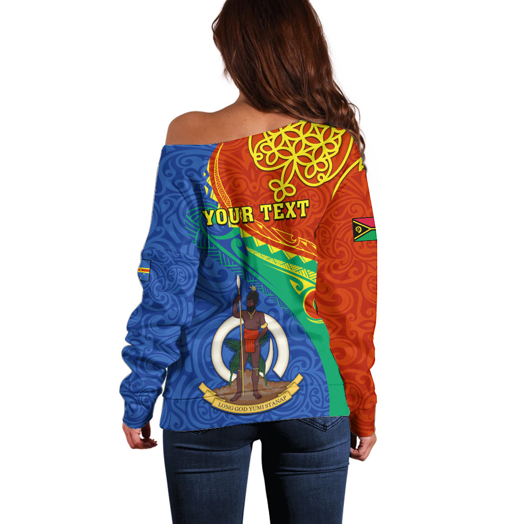 Personalized Tafea Day Off Shoulder Sweater Sand Drawing Vanuatuan Pattern LT05 - Polynesian Pride