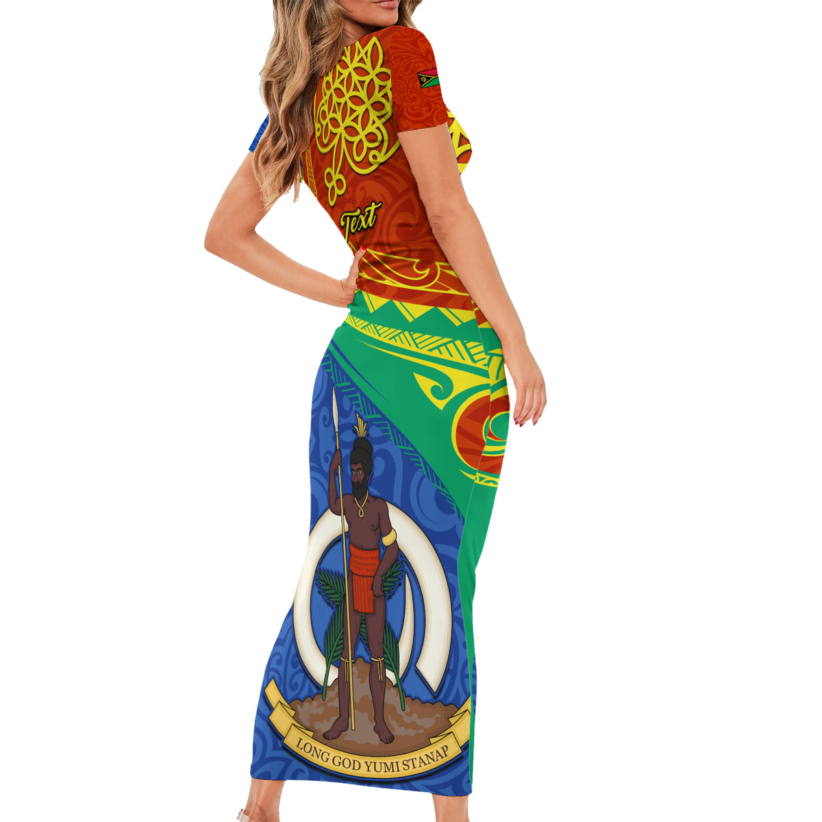 Personalized Tafea Day Short Sleeve Bodycon Dress Sand Drawing Vanuatuan Pattern LT05 - Polynesian Pride