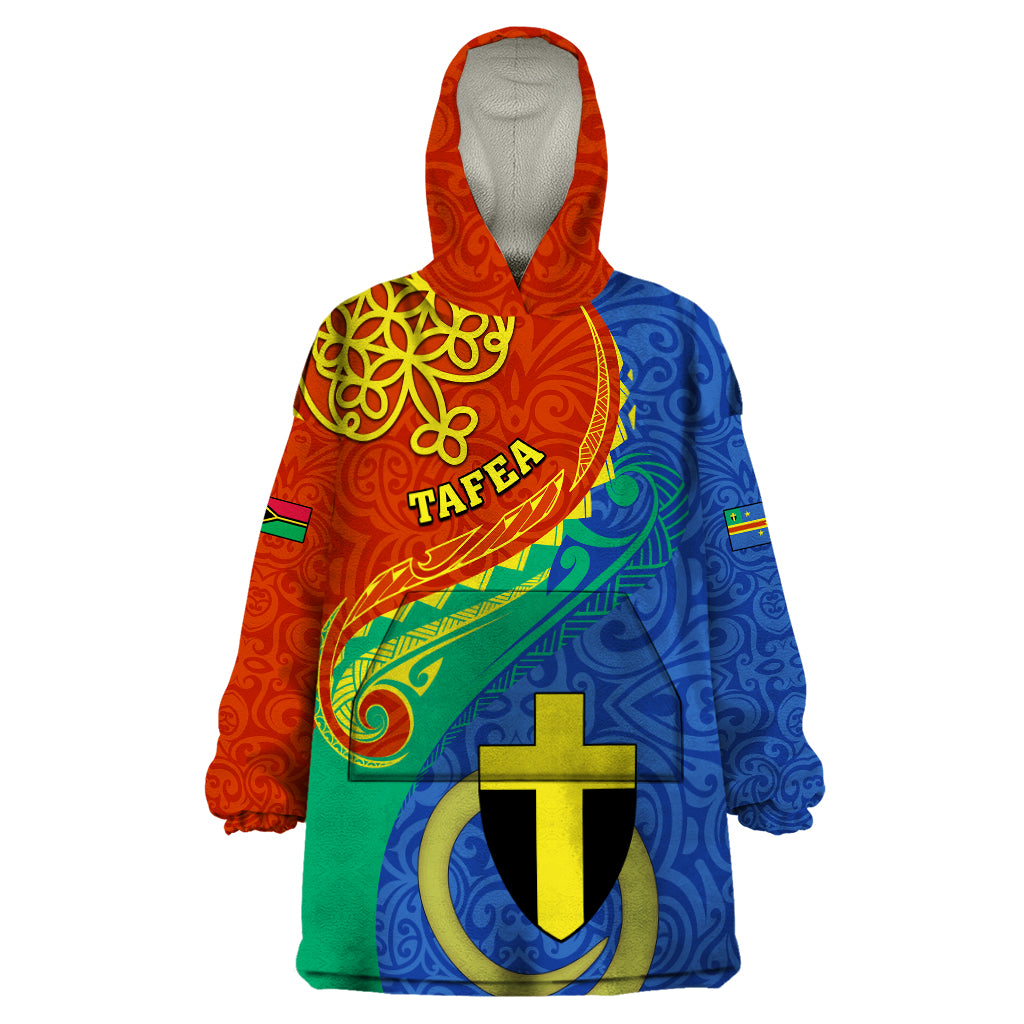 Personalized Tafea Day Wearable Blanket Hoodie Sand Drawing Vanuatuan Pattern LT05 One Size Blue - Polynesian Pride