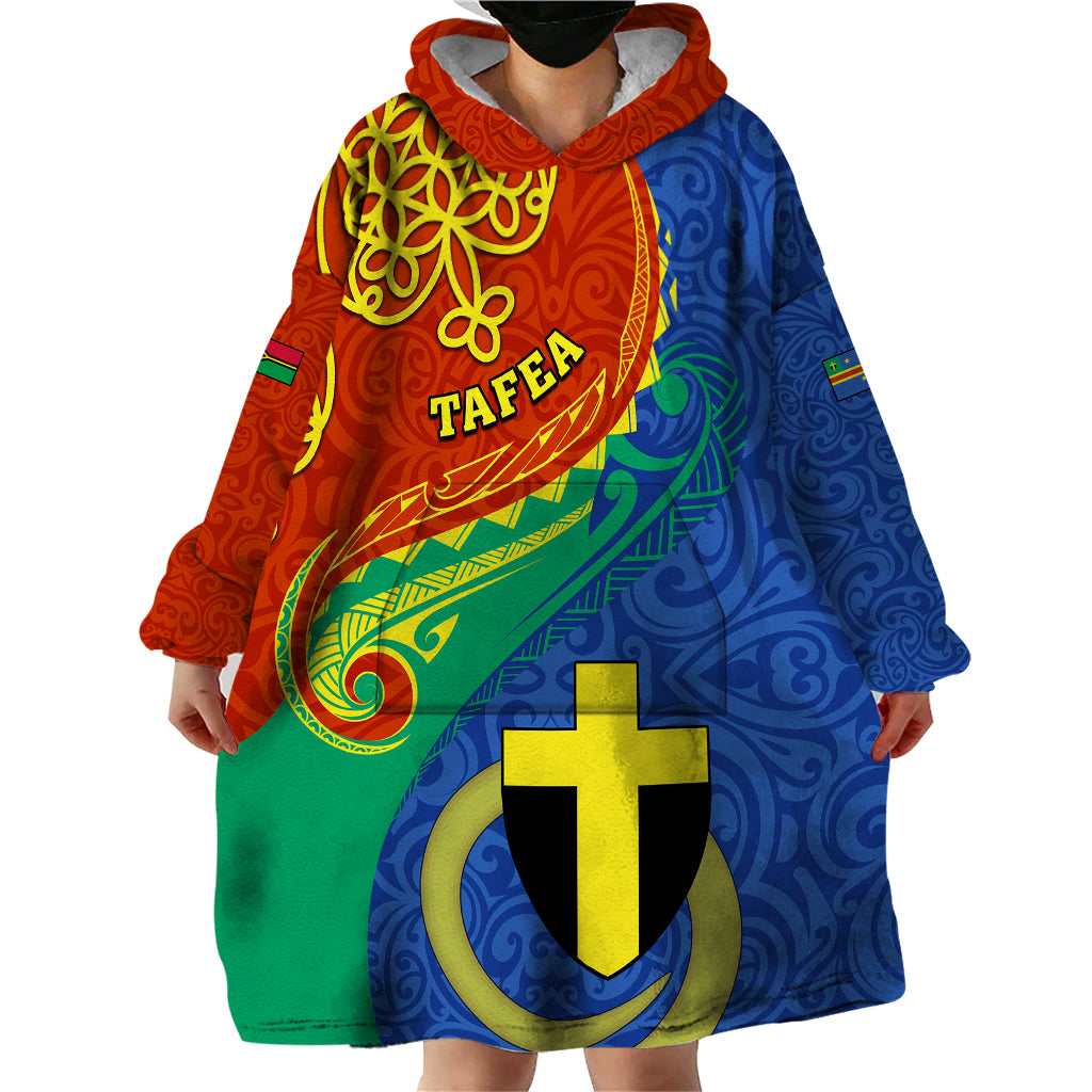 Personalized Tafea Day Wearable Blanket Hoodie Sand Drawing Vanuatuan Pattern LT05 - Polynesian Pride