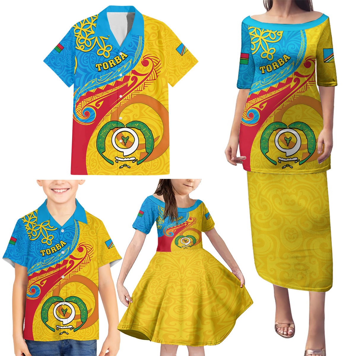 Torba Day Family Matching Puletasi Dress and Hawaiian Shirt Sand Drawing Vanuatuan Pattern LT05 - Polynesian Pride