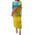 Torba Day Family Matching Puletasi Dress and Hawaiian Shirt Sand Drawing Vanuatuan Pattern LT05 Mom's Dress Yellow - Polynesian Pride