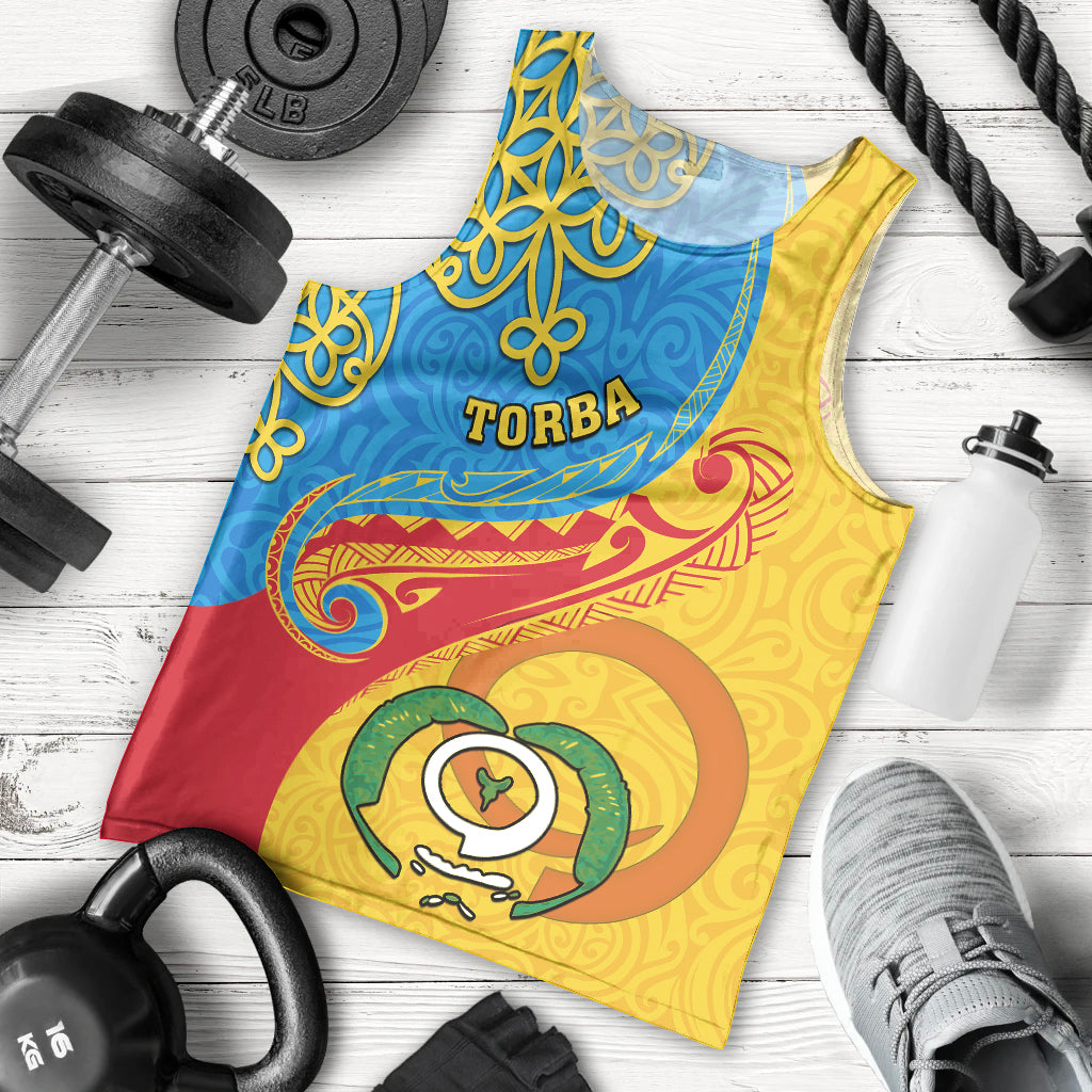 Torba Day Men Tank Top Sand Drawing Vanuatuan Pattern LT05 Yellow - Polynesian Pride