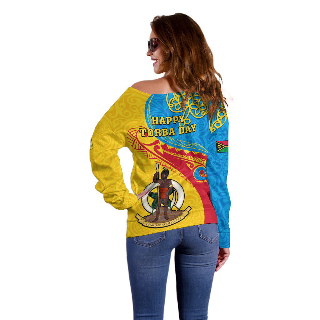 Torba Day Off Shoulder Sweater Sand Drawing Vanuatuan Pattern LT05 - Polynesian Pride