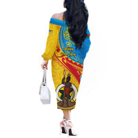 Torba Day Off The Shoulder Long Sleeve Dress Sand Drawing Vanuatuan Pattern LT05 - Polynesian Pride