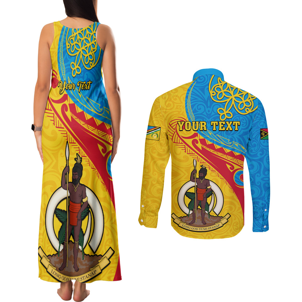 Personalized Torba Day Couples Matching Tank Maxi Dress and Long Sleeve Button Shirts Sand Drawing Vanuatuan Pattern LT05 - Polynesian Pride