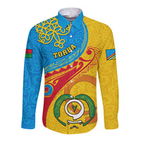 Personalized Torba Day Long Sleeve Button Shirt Sand Drawing Vanuatuan Pattern LT05 Unisex Yellow - Polynesian Pride