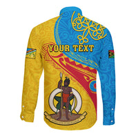 Personalized Torba Day Long Sleeve Button Shirt Sand Drawing Vanuatuan Pattern LT05 - Polynesian Pride