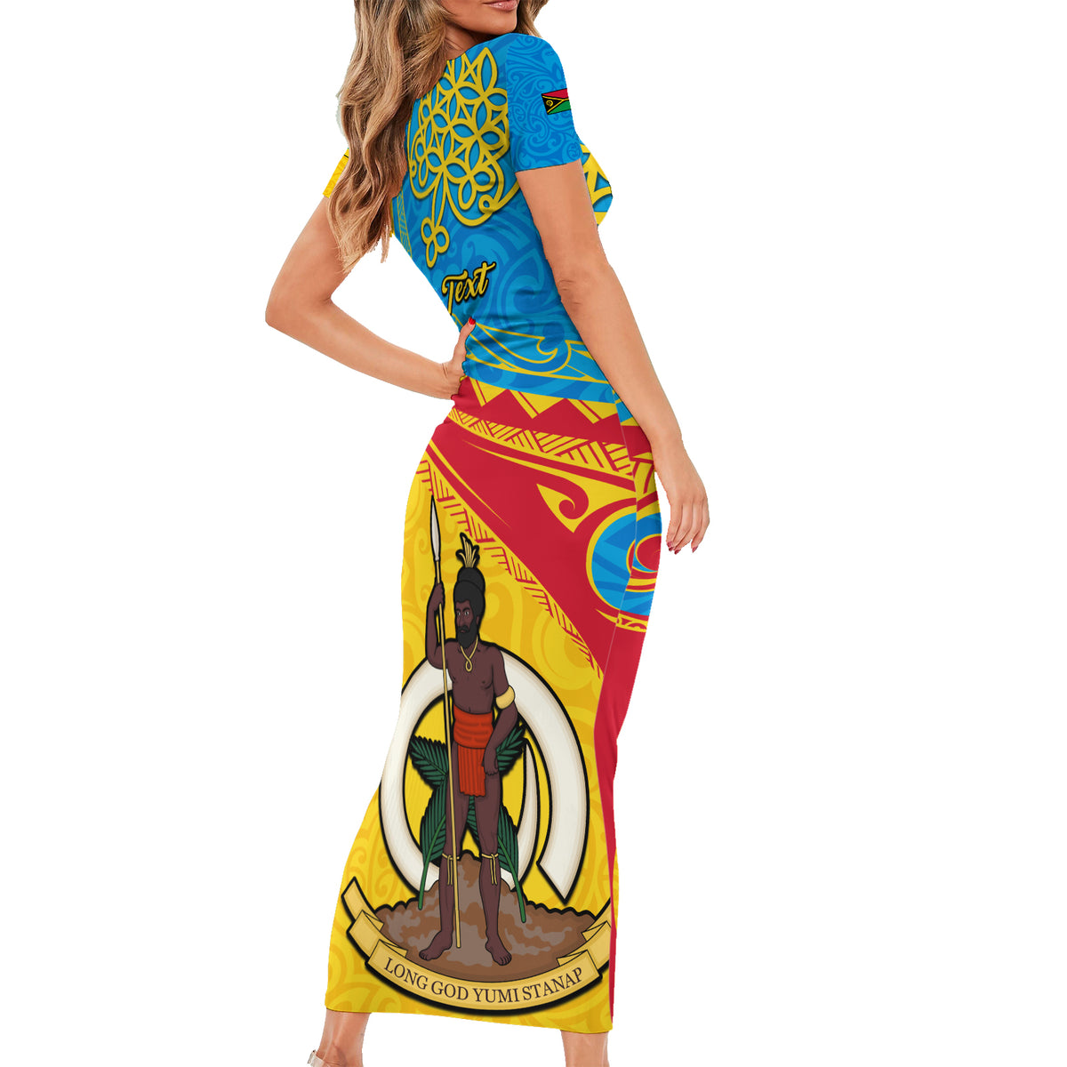 Personalized Torba Day Short Sleeve Bodycon Dress Sand Drawing Vanuatuan Pattern LT05 - Polynesian Pride
