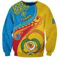 Personalized Torba Day Sweatshirt Sand Drawing Vanuatuan Pattern LT05 Unisex Yellow - Polynesian Pride