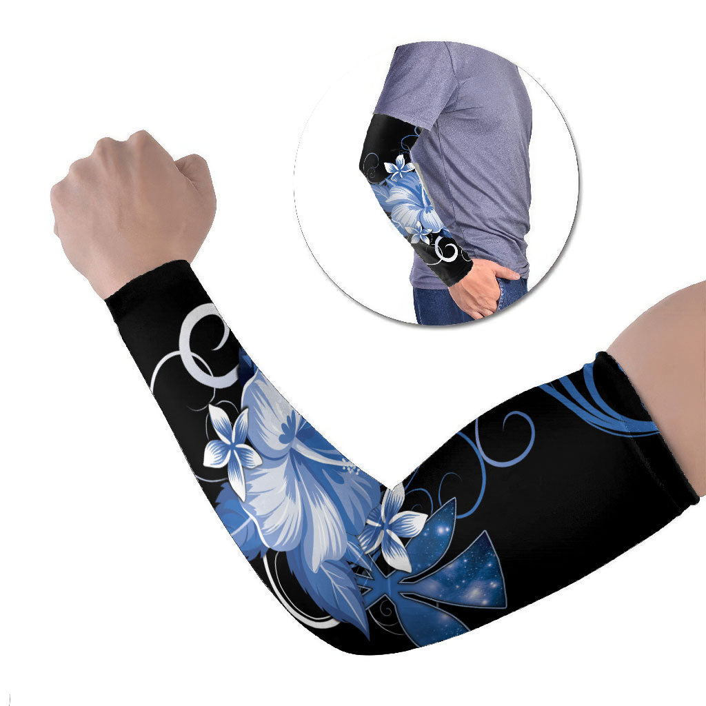 Hawaii Makahiki Kanaka Maoli Arm Sleeves Blue Hibiscus Floral Vibes LT05 Set of 2 Blue - Polynesian Pride