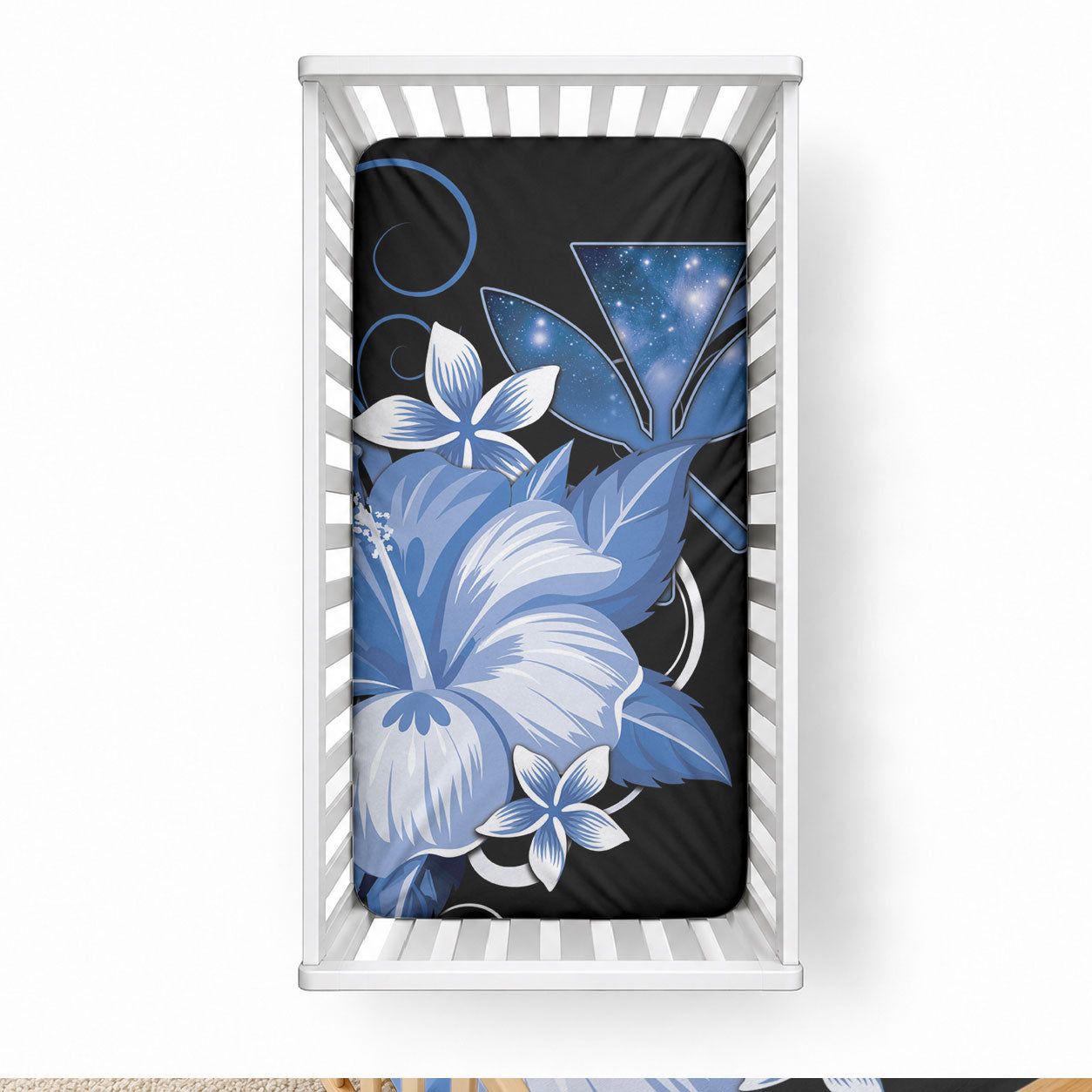 Hawaii Makahiki Kanaka Maoli Baby Bed Cover Blue Hibiscus Floral Vibes LT05 28 × 52 in Blue - Polynesian Pride