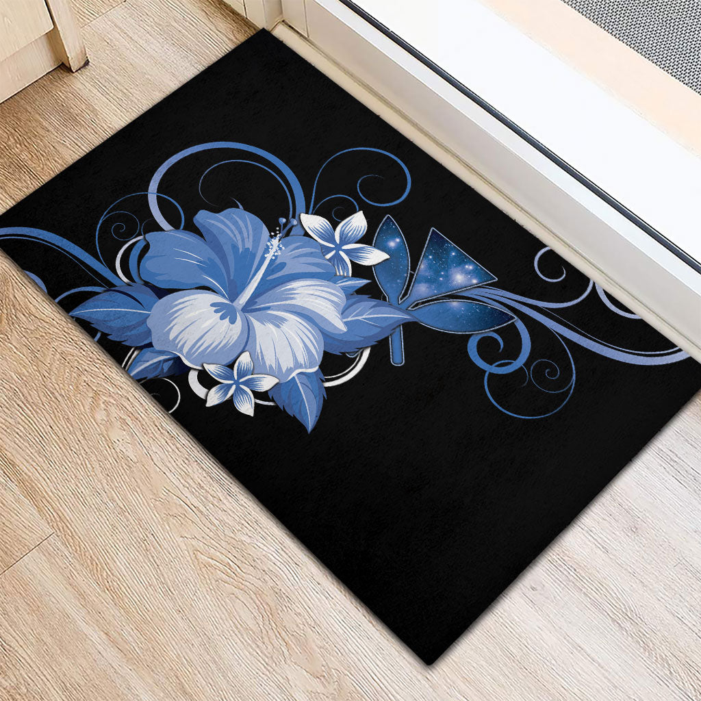 Hawaii Makahiki Kanaka Maoli Rubber Doormat Blue Hibiscus Floral Vibes LT05 - Polynesian Pride