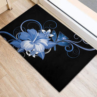 Hawaii Makahiki Kanaka Maoli Rubber Doormat Blue Hibiscus Floral Vibes LT05 - Polynesian Pride