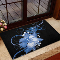 Hawaii Makahiki Kanaka Maoli Rubber Doormat Blue Hibiscus Floral Vibes LT05 - Polynesian Pride