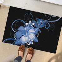 Hawaii Makahiki Kanaka Maoli Rubber Doormat Blue Hibiscus Floral Vibes LT05 - Polynesian Pride