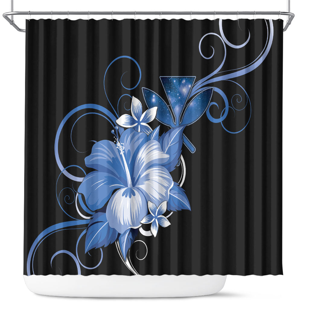 Hawaii Makahiki Kanaka Maoli Shower Curtain Blue Hibiscus Floral Vibes LT05 Blue - Polynesian Pride