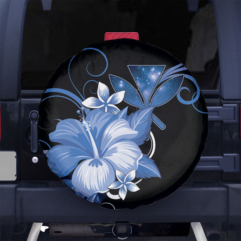 Hawaii Makahiki Kanaka Maoli Spare Tire Cover Blue Hibiscus Floral Vibes LT05 No hole Blue - Polynesian Pride