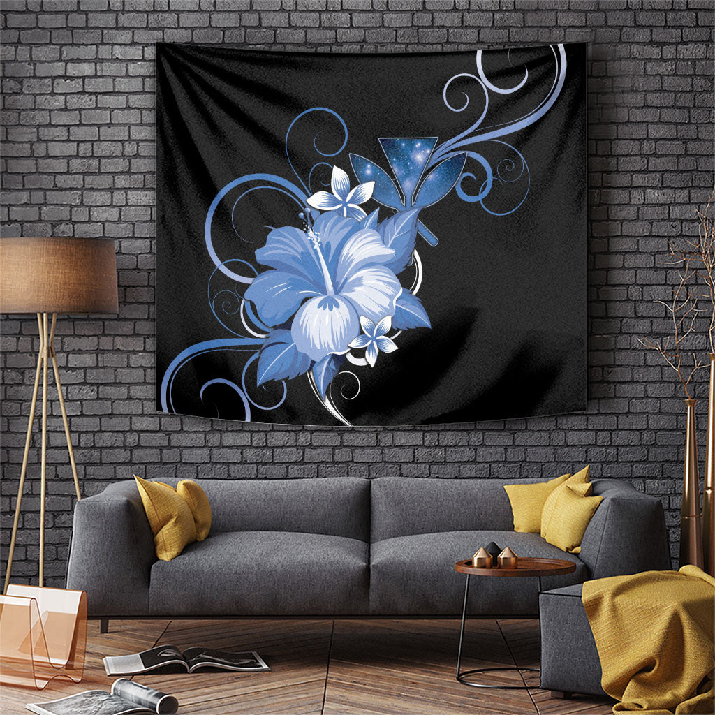 Hawaii Makahiki Kanaka Maoli Tapestry Blue Hibiscus Floral Vibes LT05 Blue - Polynesian Pride