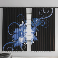 Hawaii Makahiki Kanaka Maoli Window Curtain Blue Hibiscus Floral Vibes LT05 With Hooks Blue - Polynesian Pride