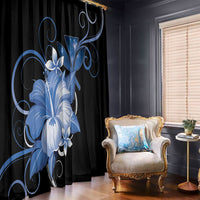 Hawaii Makahiki Kanaka Maoli Window Curtain Blue Hibiscus Floral Vibes LT05 - Polynesian Pride