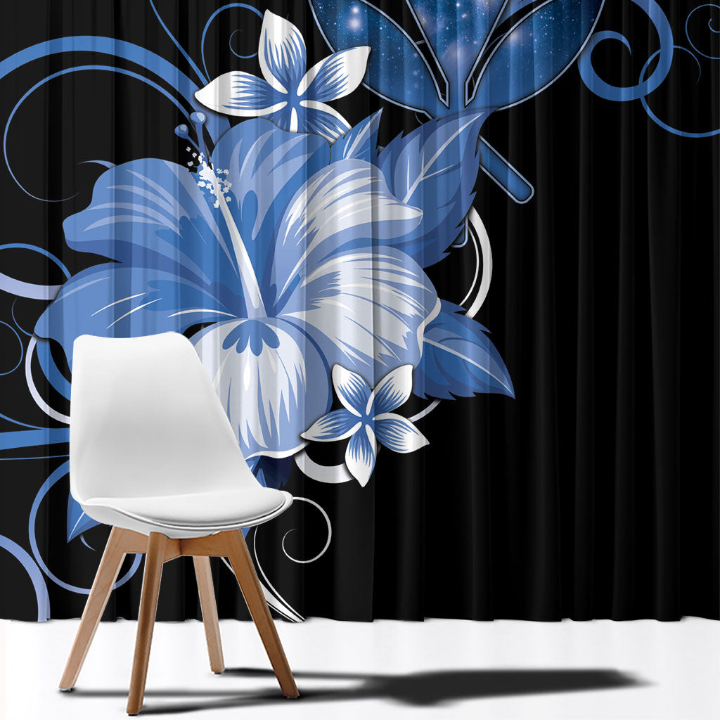 Hawaii Makahiki Kanaka Maoli Window Curtain Blue Hibiscus Floral Vibes LT05 - Polynesian Pride