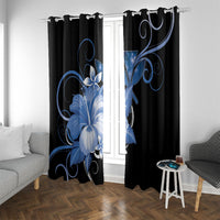 Hawaii Makahiki Kanaka Maoli Window Curtain Blue Hibiscus Floral Vibes LT05 With Grommets Blue - Polynesian Pride