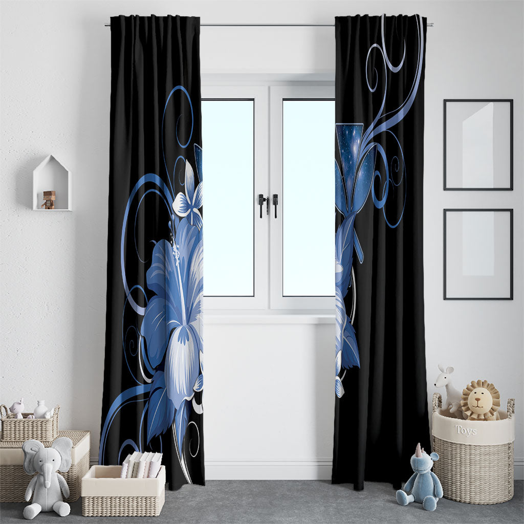 Hawaii Makahiki Kanaka Maoli Window Curtain Blue Hibiscus Floral Vibes LT05 - Polynesian Pride