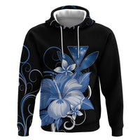 Hawaii Makahiki Kanaka Maoli Zip Hoodie Blue Hibiscus Floral Vibes LT05 Pullover Hoodie Blue - Polynesian Pride