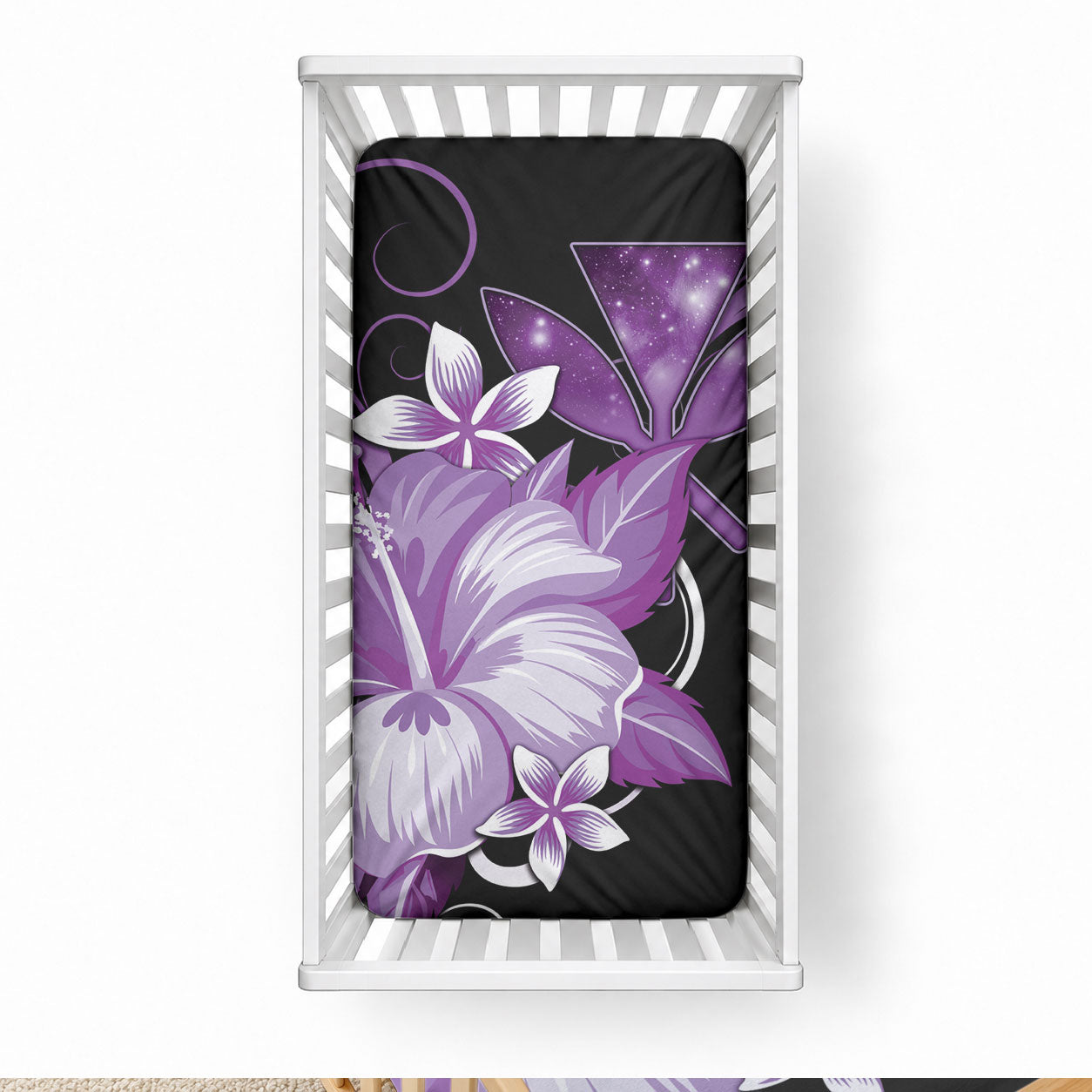 Hawaii Makahiki Kanaka Maoli Baby Bed Cover Purple Hibiscus Floral Vibes LT05 28 × 52 in Purple - Polynesian Pride