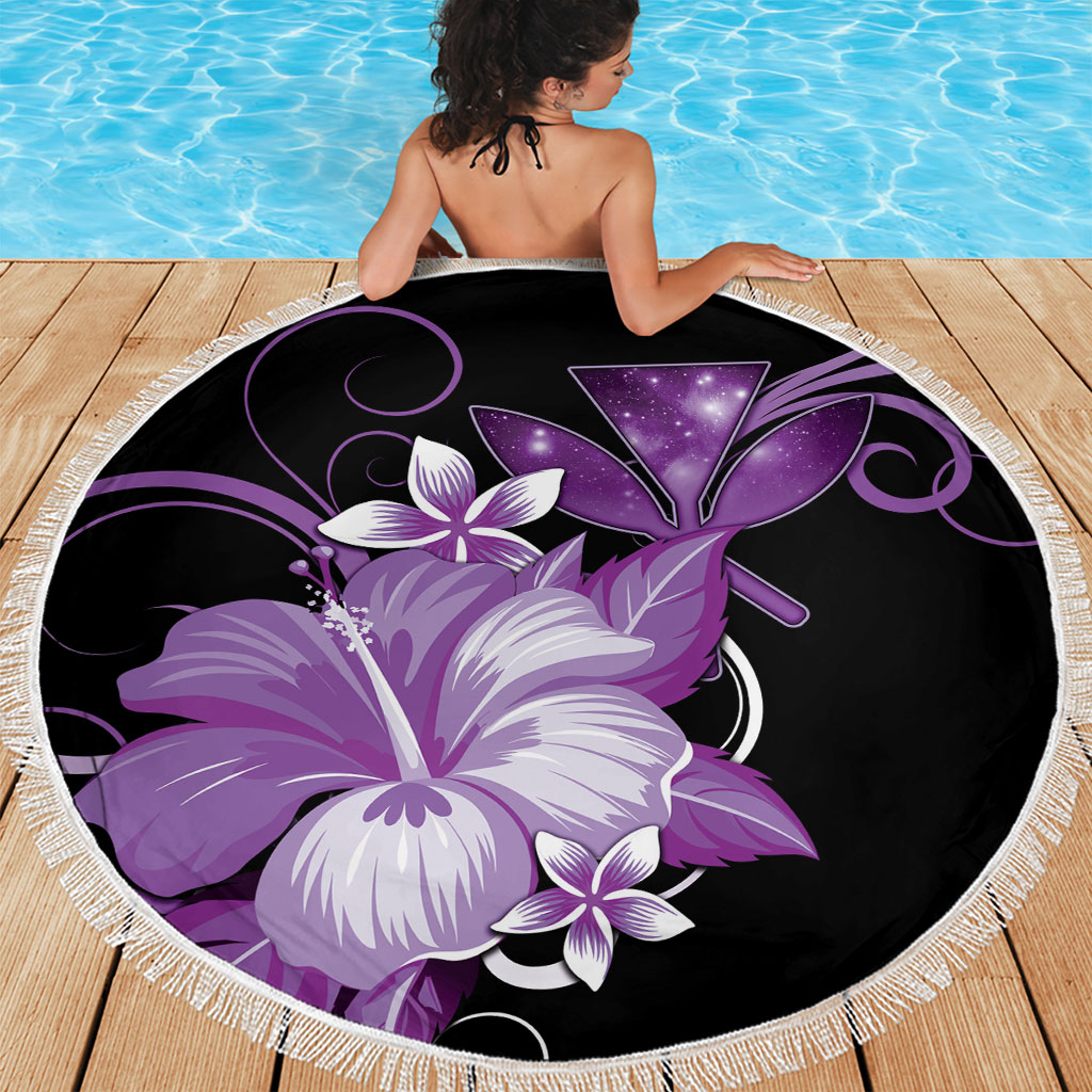 Hawaii Makahiki Kanaka Maoli Beach Blanket Purple Hibiscus Floral Vibes LT05 - Polynesian Pride