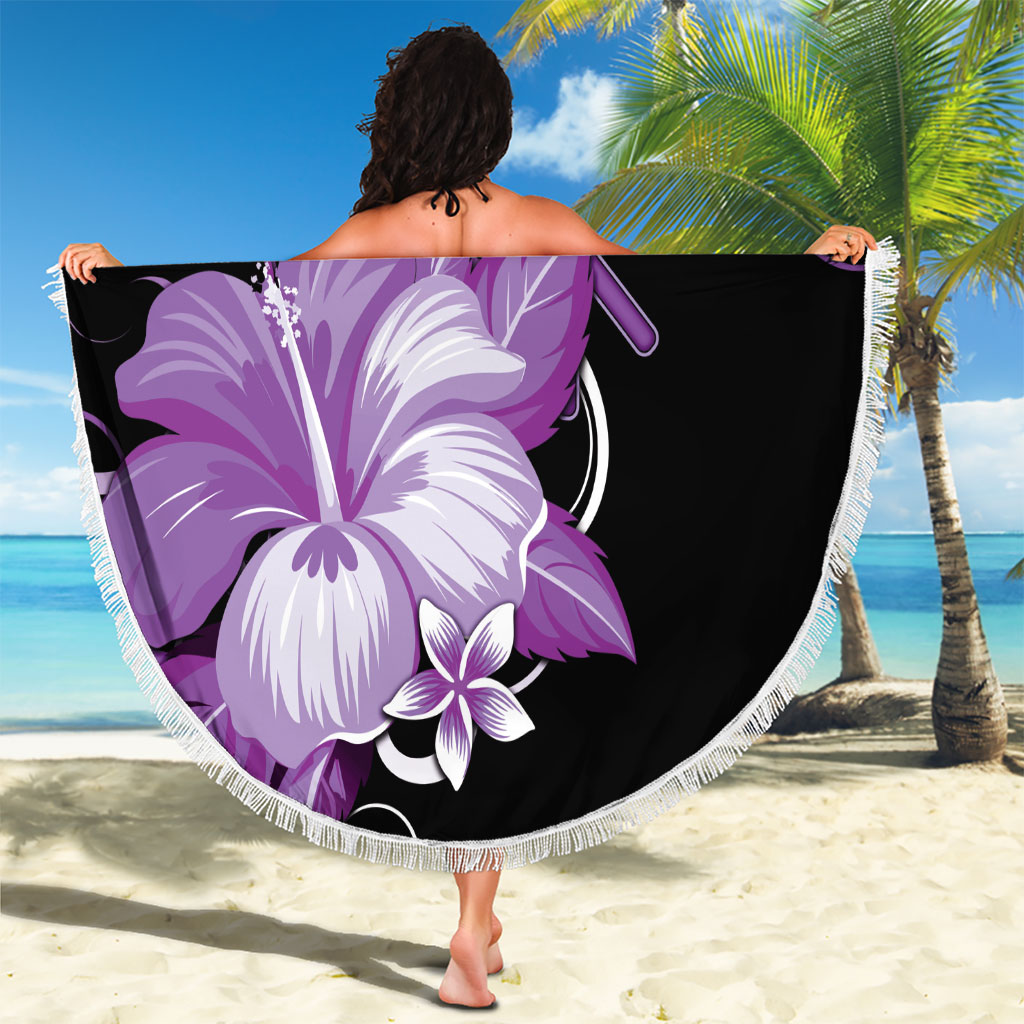 Hawaii Makahiki Kanaka Maoli Beach Blanket Purple Hibiscus Floral Vibes LT05 - Polynesian Pride