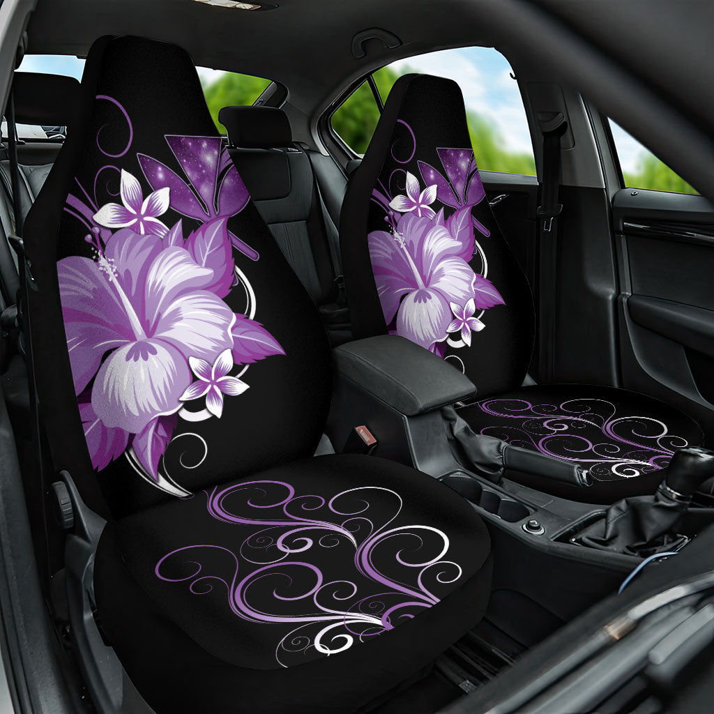 Hawaii Makahiki Kanaka Maoli Car Seat Cover Purple Hibiscus Floral Vibes LT05 One Size Purple - Polynesian Pride