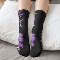 Hawaii Makahiki Kanaka Maoli Crew Socks Purple Hibiscus Floral Vibes LT05 - Polynesian Pride