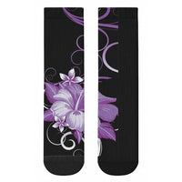 Hawaii Makahiki Kanaka Maoli Crew Socks Purple Hibiscus Floral Vibes LT05 - Polynesian Pride