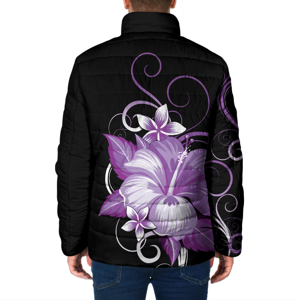 Hawaii Makahiki Kanaka Maoli Padded Jacket Purple Hibiscus Floral Vibes LT05 - Polynesian Pride