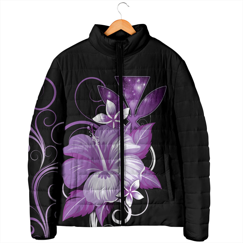 Hawaii Makahiki Kanaka Maoli Padded Jacket Purple Hibiscus Floral Vibes LT05 - Polynesian Pride