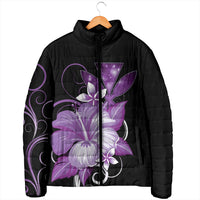 Hawaii Makahiki Kanaka Maoli Padded Jacket Purple Hibiscus Floral Vibes LT05 - Polynesian Pride