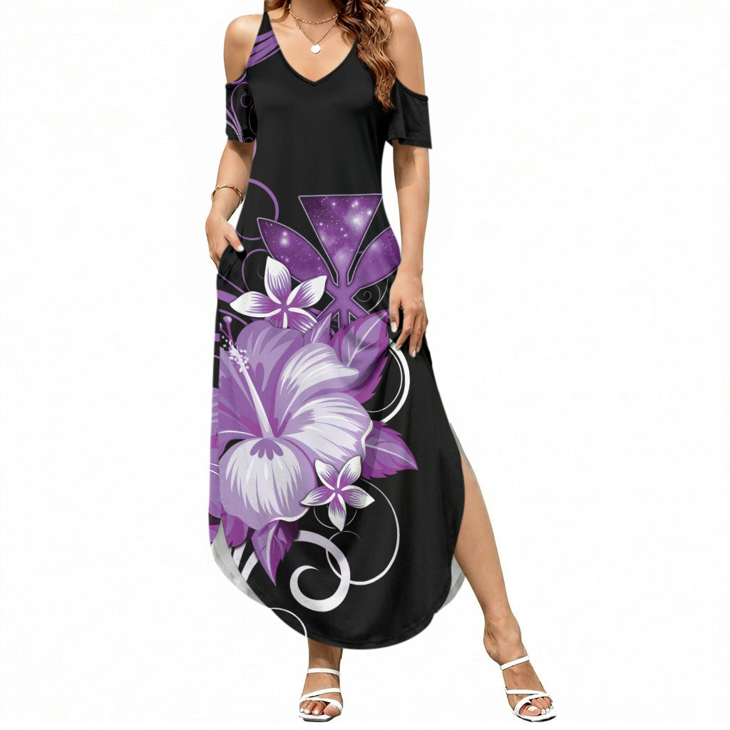 Hawaii Makahiki Kanaka Maoli Summer Maxi Dress Purple Hibiscus Floral Vibes LT05 Women Purple - Polynesian Pride
