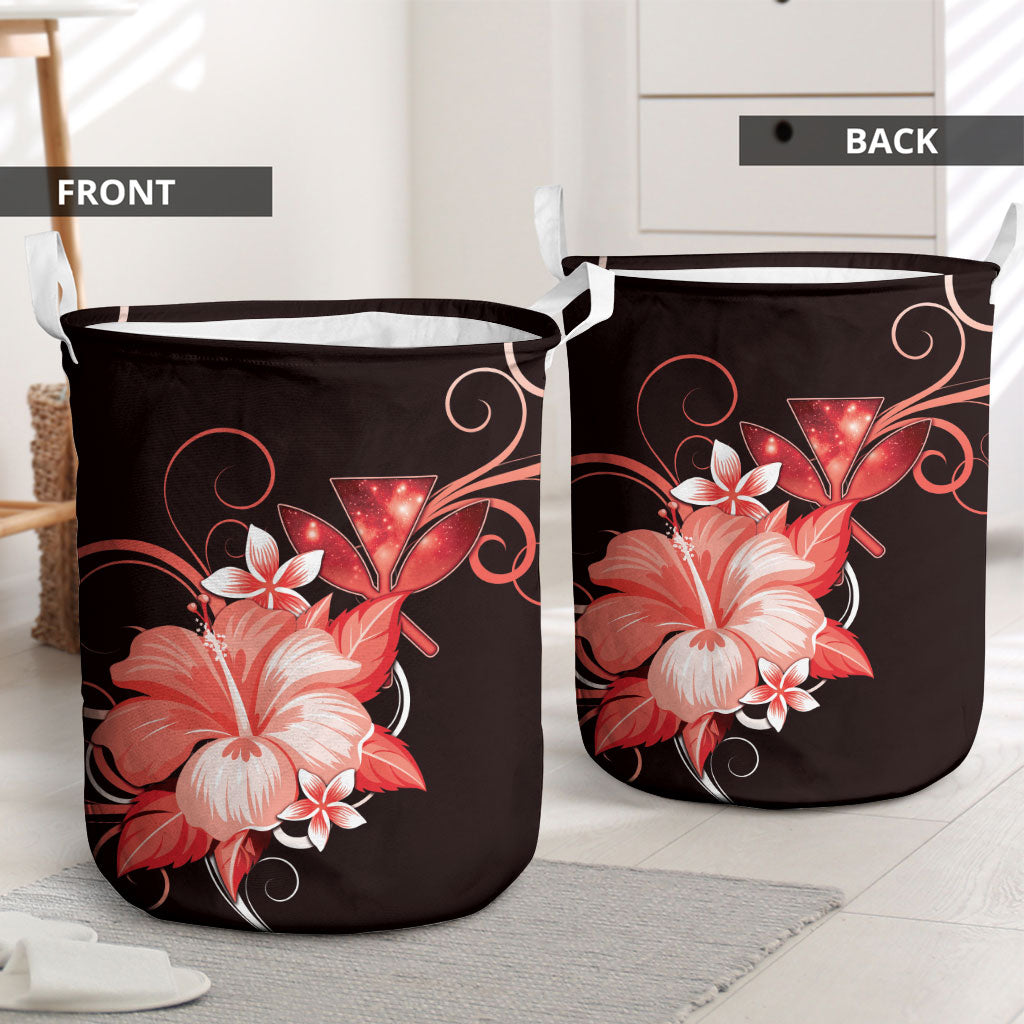 Hawaii Makahiki Kanaka Maoli Laundry Basket Red Hibiscus Floral Vibes LT05 - Polynesian Pride