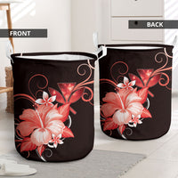 Hawaii Makahiki Kanaka Maoli Laundry Basket Red Hibiscus Floral Vibes LT05 - Polynesian Pride
