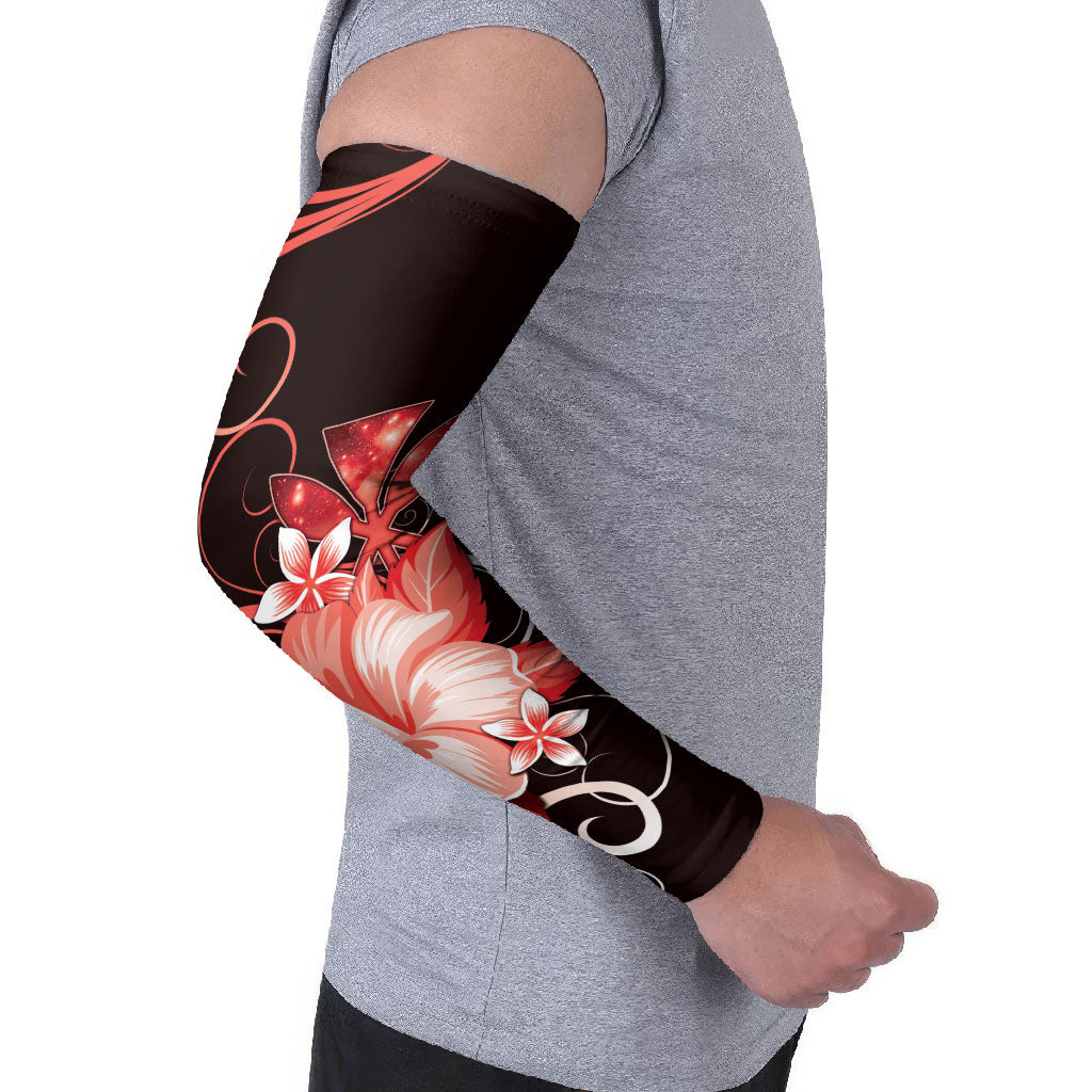 Hawaii Makahiki Kanaka Maoli Arm Sleeves Red Hibiscus Floral Vibes LT05 - Polynesian Pride