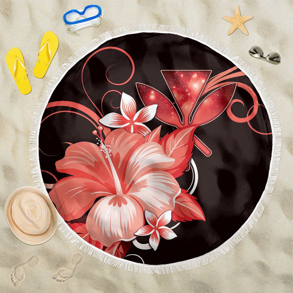 Hawaii Makahiki Kanaka Maoli Beach Blanket Red Hibiscus Floral Vibes LT05 One Size 150cm Red - Polynesian Pride