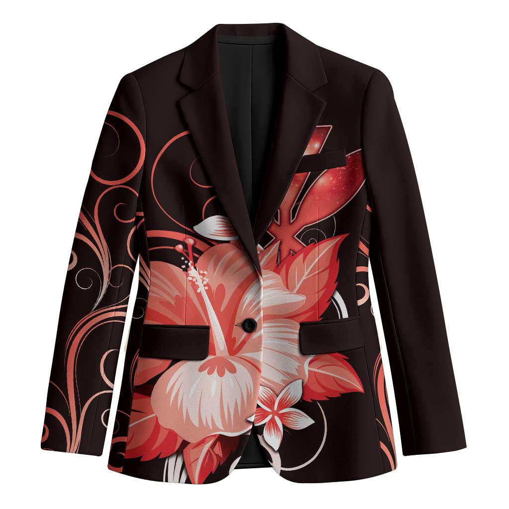 Hawaii Makahiki Kanaka Maoli Blazer Red Hibiscus Floral Vibes LT05 Unisex Red - Polynesian Pride