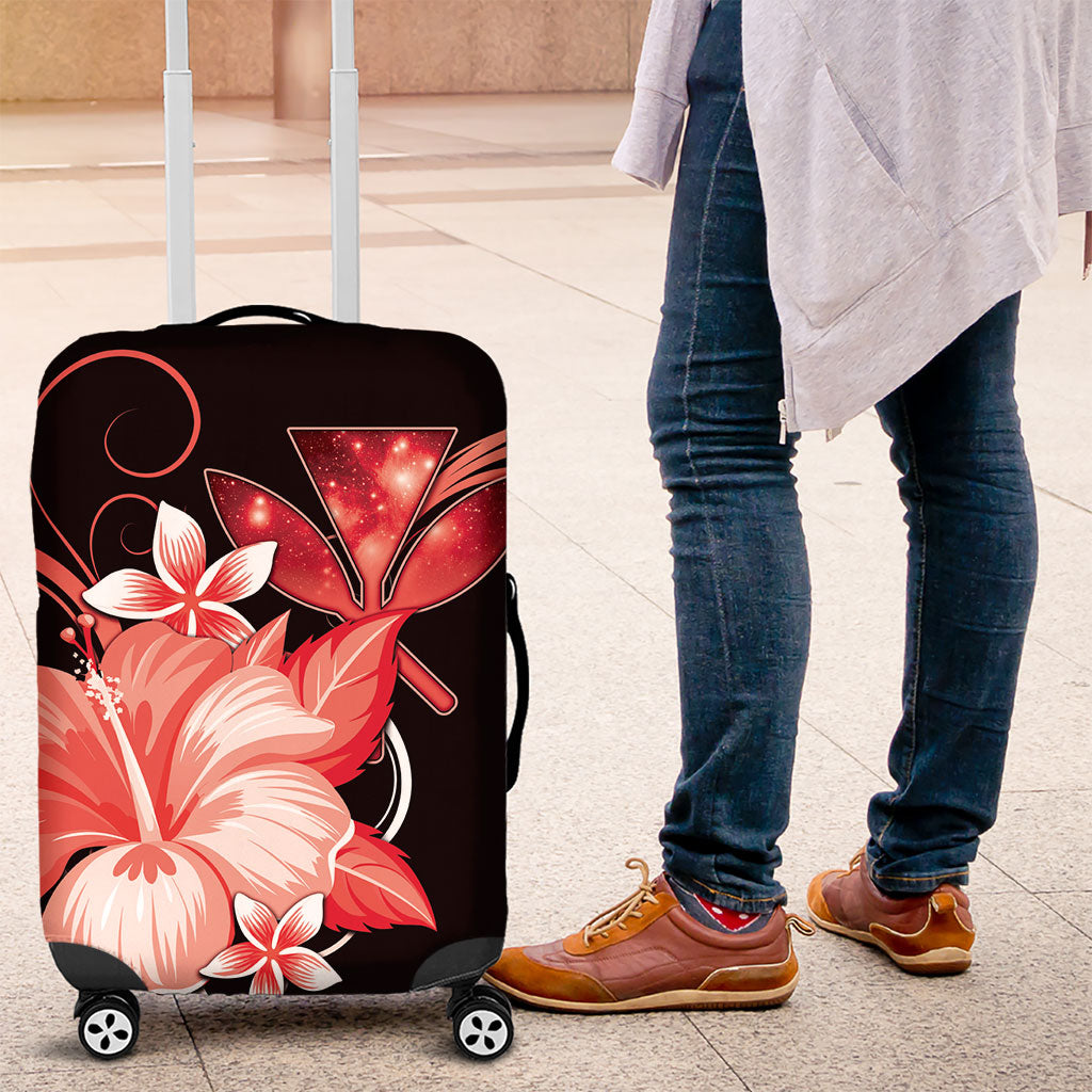 Hawaii Makahiki Kanaka Maoli Luggage Cover Red Hibiscus Floral Vibes LT05 Red - Polynesian Pride