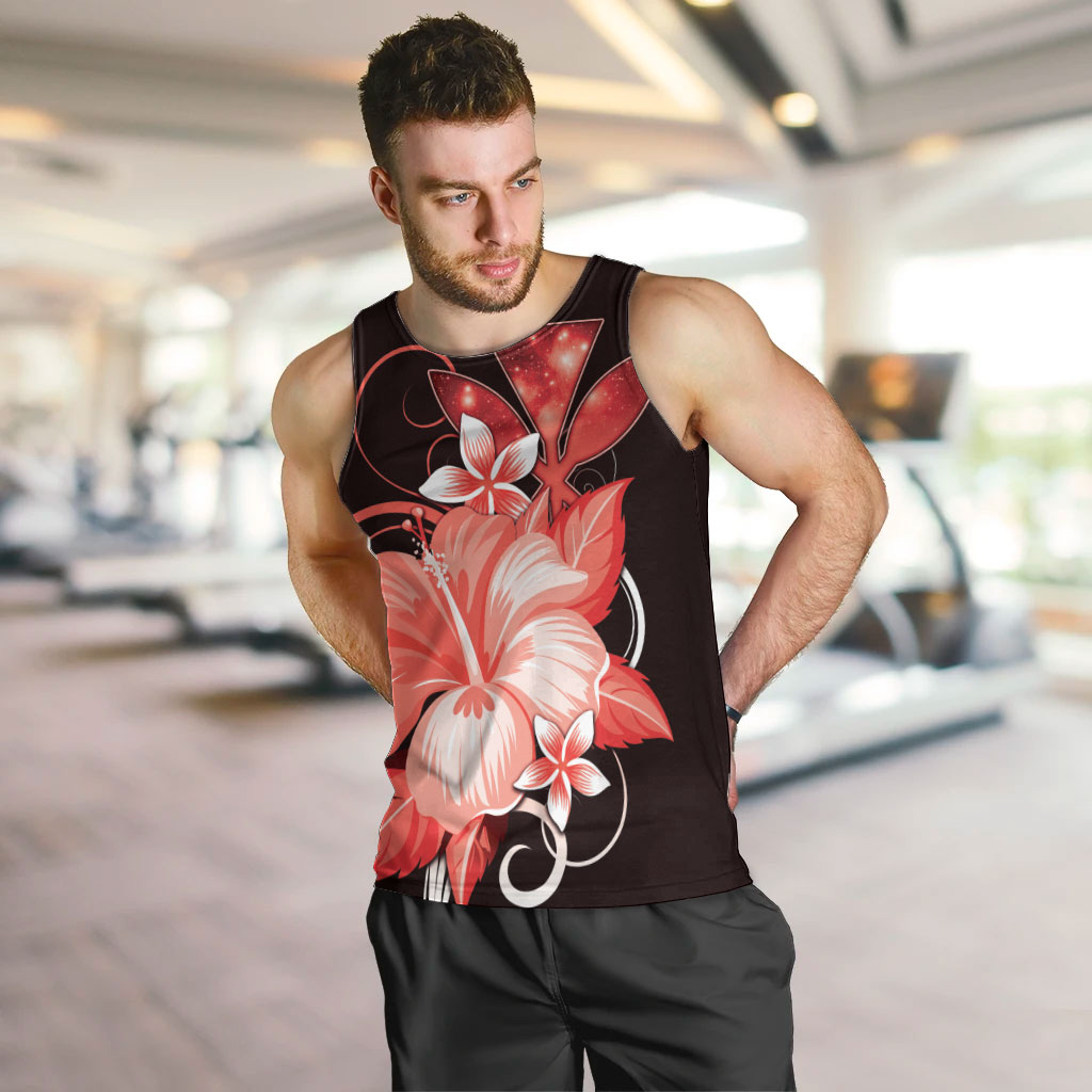 Hawaii Makahiki Kanaka Maoli Men Tank Top Red Hibiscus Floral Vibes LT05 Red - Polynesian Pride