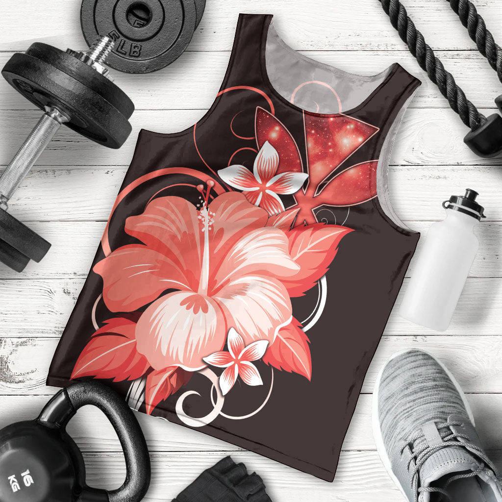 Hawaii Makahiki Kanaka Maoli Men Tank Top Red Hibiscus Floral Vibes LT05 - Polynesian Pride