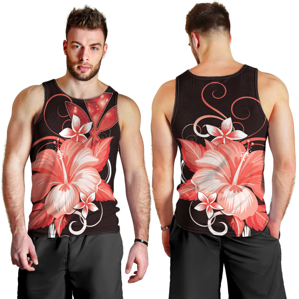 Hawaii Makahiki Kanaka Maoli Men Tank Top Red Hibiscus Floral Vibes LT05 - Polynesian Pride