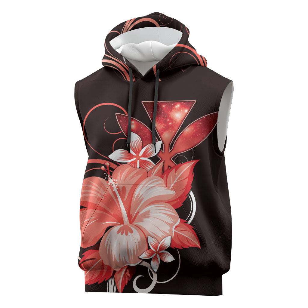 Hawaii Makahiki Kanaka Maoli Sleeveless Hoodie Red Hibiscus Floral Vibes LT05 Red - Polynesian Pride