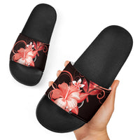 Hawaii Makahiki Kanaka Maoli Slide Sandals Red Hibiscus Floral Vibes LT05 - Polynesian Pride